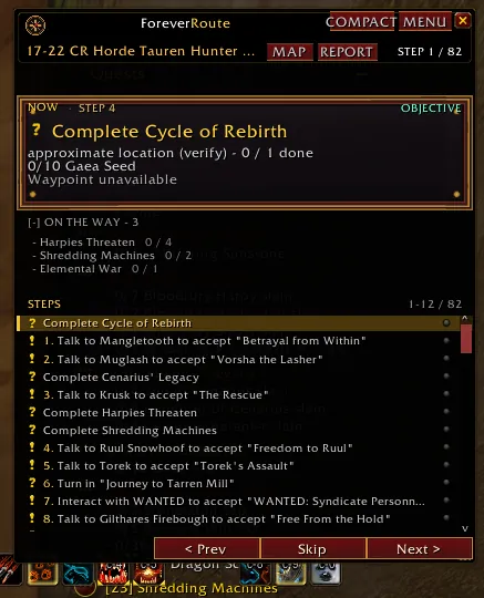 ForeverRoute real in-game addon screenshot
